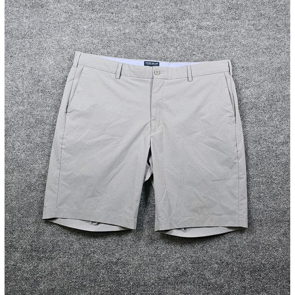 Peter Millar Shorts Mens Size 38 Gray Crown Crafted Golf Flat Front Chino